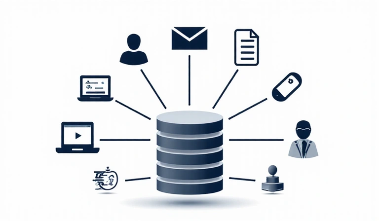 Ikony reprezentující různé typy shromažďovaných dat: jméno, email, telefon, IP adresa, soubory cookie