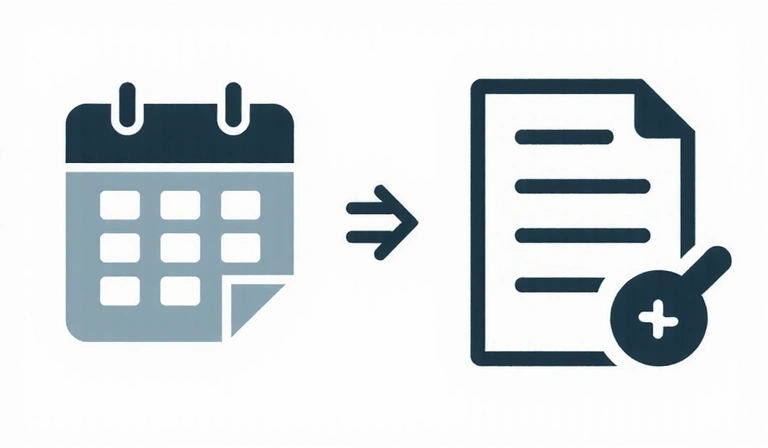 Ilustrace kalendáře s označenými daty a dokumentu se změnami, symbolizující aktualizace zásad