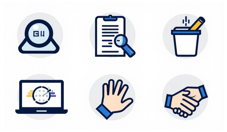 Ilustrace práv uživatelů podle GDPR: ikony pro přístup, opravu, výmaz, omezení, přenositelnost a námitku